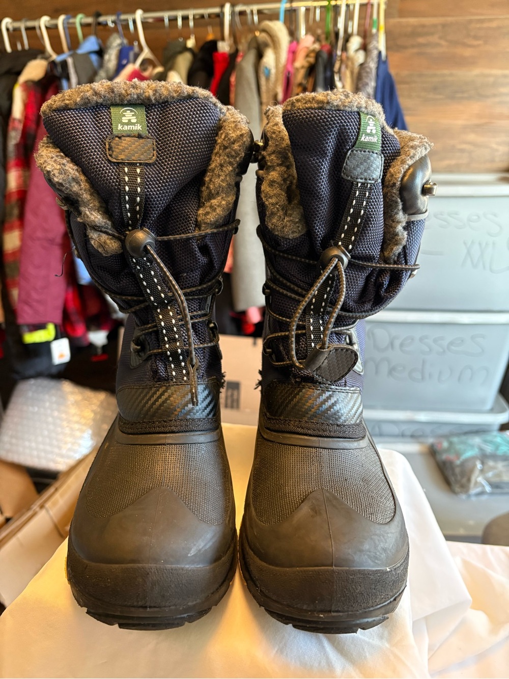 Kamik Kids Navy and Black Snow Boots with Faux-Fur Collar